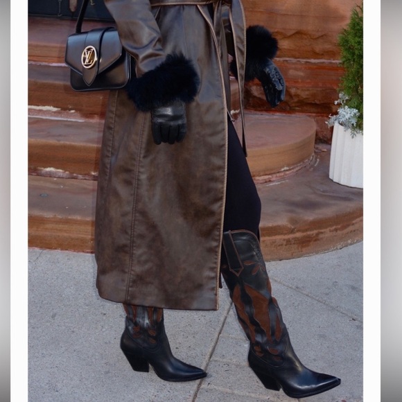 Zara Black and Brown Heeled Boots - Picture 7 of 10